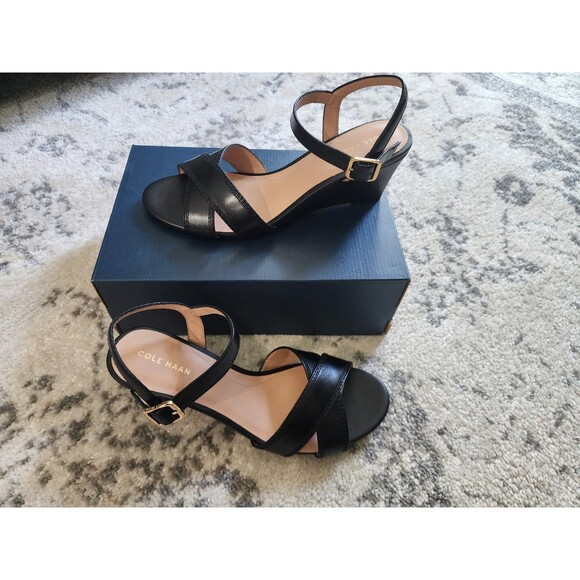 Cole Haan Shoes - NEW Cole Haan Black Woman’s Renata  wedge sandal dress shoe - size 9.5